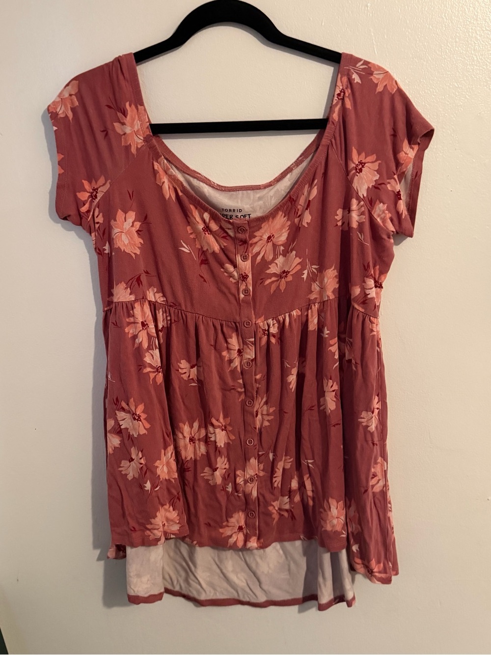torrid Dusty Rose Floral Button-Front Babydoll Top